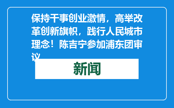 保持干事创业激情，高举改革创新旗帜，践行人民城市理念！陈吉宁参加浦东团审议