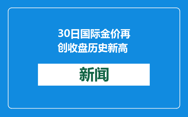 30日国际金价再创收盘历史新高