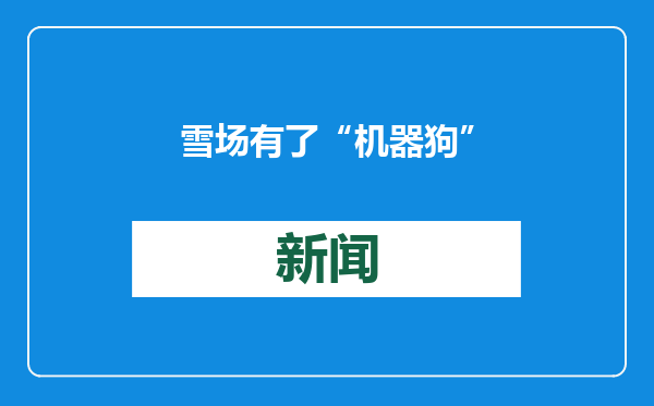 雪场有了“机器狗”