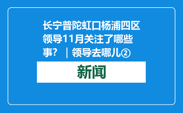 长宁普陀虹口杨浦四区领导11月关注了哪些事？｜领导去哪儿②