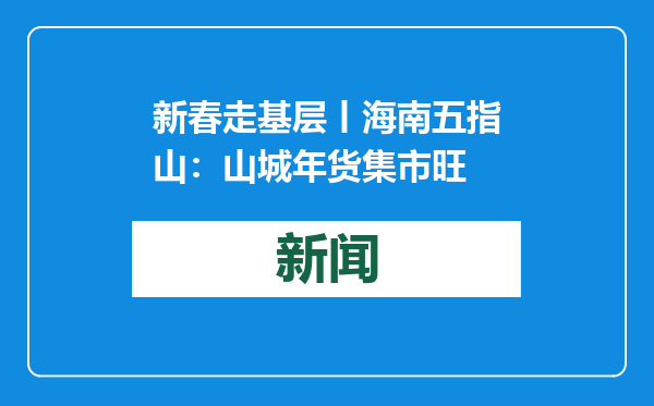 新春走基层丨海南五指山：山城年货集市旺