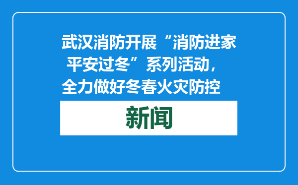 武汉消防开展“消防进家 平安过冬”系列活动，全力做好冬春火灾防控
