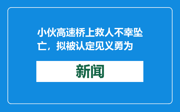 小伙高速桥上救人不幸坠亡，拟被认定见义勇为