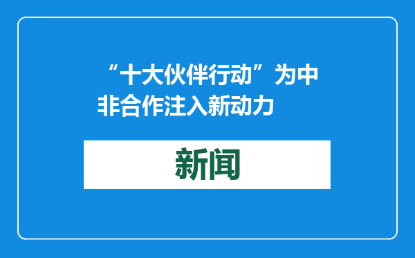 “十大伙伴行动”为中非合作注入新动力