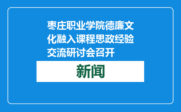 枣庄职业学院德廉文化融入课程思政经验交流研讨会召开