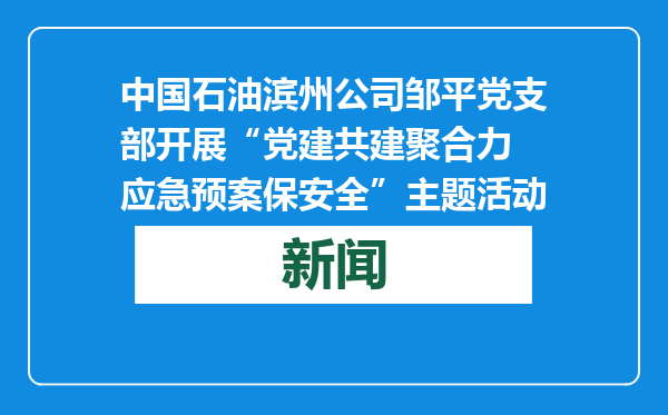 中国石油滨州公司邹平党支部开展“党建共建聚合力 应急预案保安全”主题活动