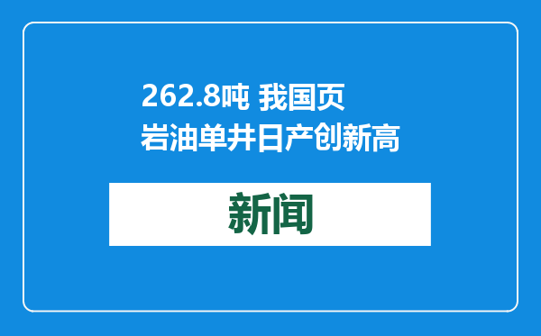 262.8吨 我国页岩油单井日产创新高