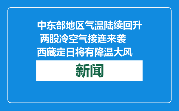 中东部地区气温陆续回升 两股冷空气接连来袭 西藏定日将有降温大风