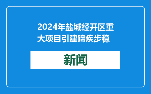 2024年盐城经开区重大项目引建蹄疾步稳