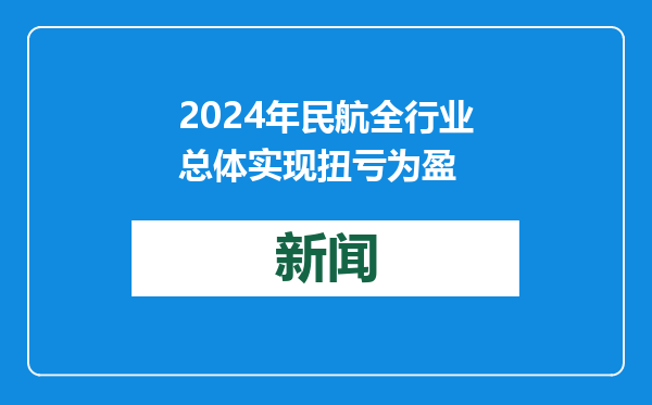 2024年民航全行业总体实现扭亏为盈