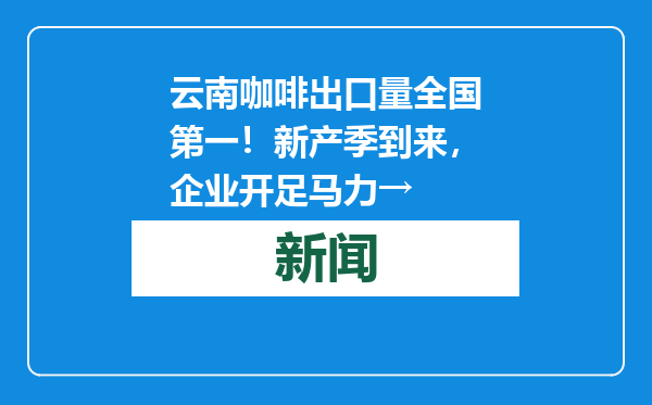 云南咖啡出口量全国第一！新产季到来，企业开足马力→