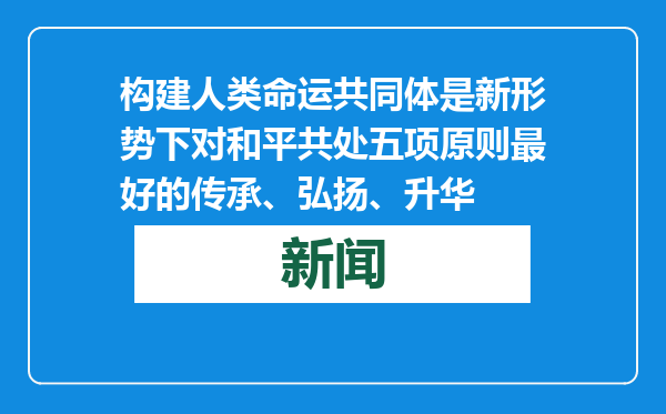 构建人类命运共同体是新形势下对和平共处五项原则最好的传承、弘扬、升华