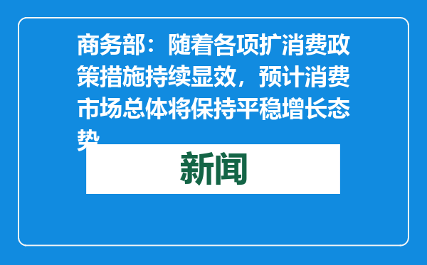 商务部：随着各项扩消费政策措施持续显效，预计消费市场总体将保持平稳增长态势