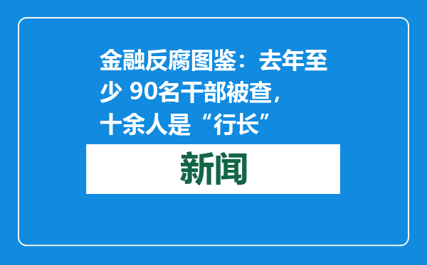 金融反腐图鉴：去年至少 90名干部被查，十余人是“行长”