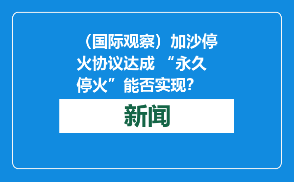 （国际观察）加沙停火协议达成 “永久停火”能否实现？