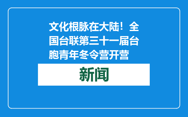 文化根脉在大陆！全国台联第三十一届台胞青年冬令营开营