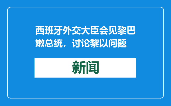 西班牙外交大臣会见黎巴嫩总统，讨论黎以问题