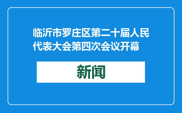 临沂市罗庄区第二十届人民代表大会第四次会议开幕