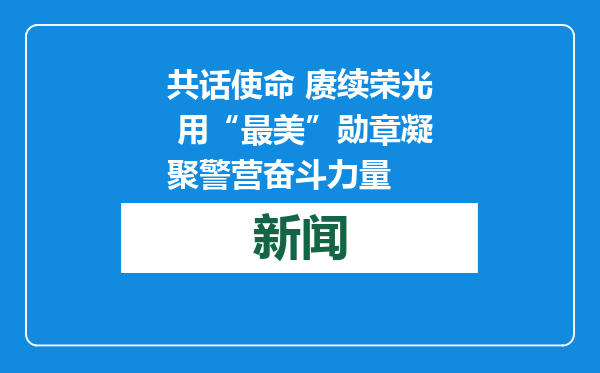 共话使命 赓续荣光 用“最美”勋章凝聚警营奋斗力量