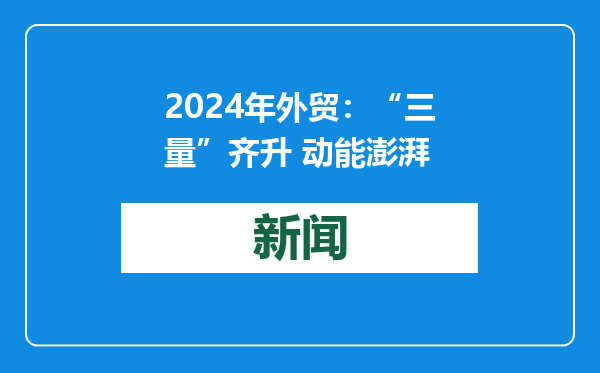 2024年外贸：“三量”齐升 动能澎湃