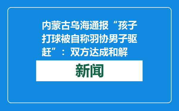 内蒙古乌海通报“孩子打球被自称羽协男子驱赶”：双方达成和解