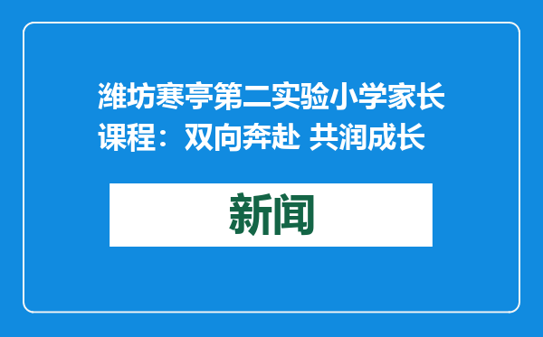 潍坊寒亭第二实验小学家长课程：双向奔赴 共润成长