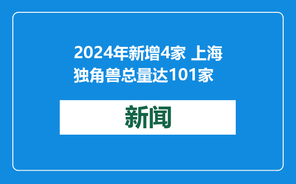 2024年新增4家 上海独角兽总量达101家