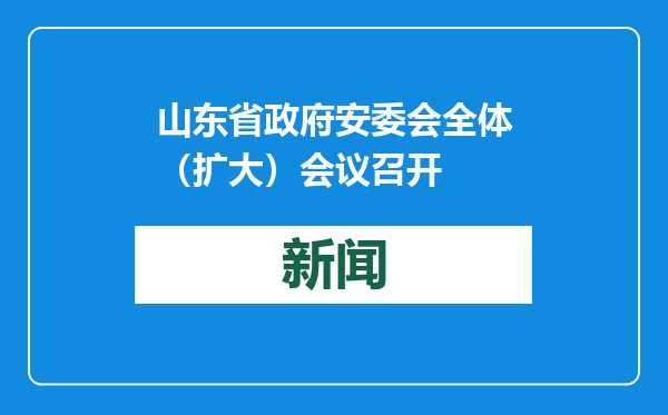 山东省政府安委会全体（扩大）会议召开