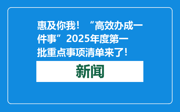 惠及你我！“高效办成一件事”2025年度第一批重点事项清单来了！