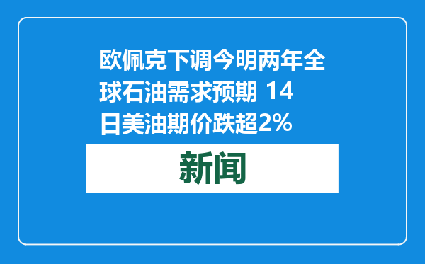 欧佩克下调今明两年全球石油需求预期 14日美油期价跌超2%