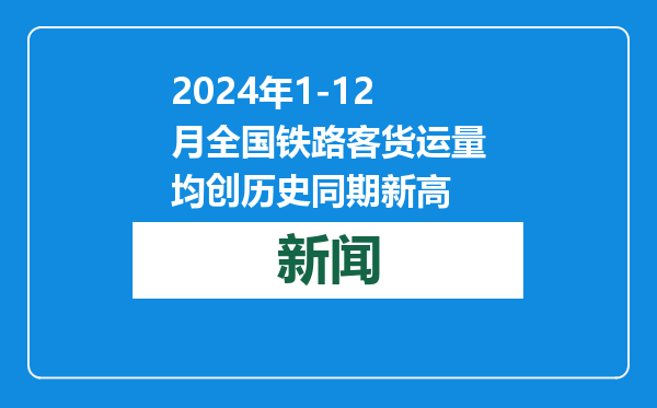 2024年1-12月全国铁路客货运量均创历史同期新高