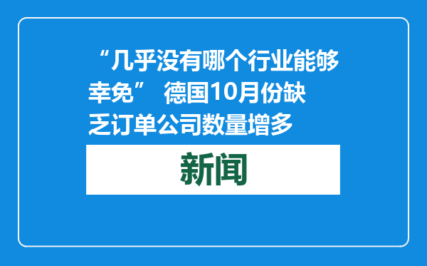 “几乎没有哪个行业能够幸免” 德国10月份缺乏订单公司数量增多