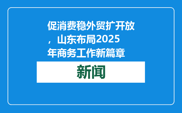 促消费稳外贸扩开放，山东布局2025年商务工作新篇章