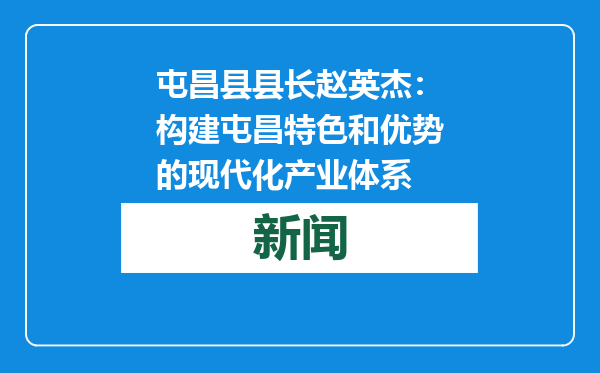 屯昌县县长赵英杰：构建屯昌特色和优势的现代化产业体系