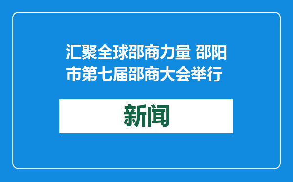 汇聚全球邵商力量 邵阳市第七届邵商大会举行