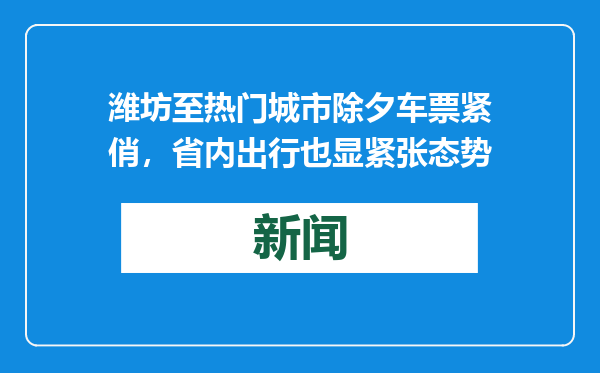 潍坊至热门城市除夕车票紧俏，省内出行也显紧张态势