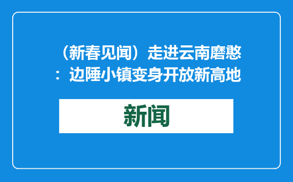 （新春见闻）走进云南磨憨：边陲小镇变身开放新高地