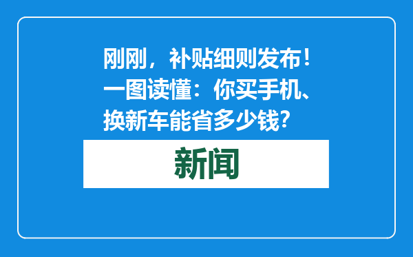 刚刚，补贴细则发布！一图读懂：你买手机、换新车能省多少钱？