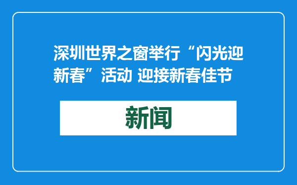 深圳世界之窗举行“闪光迎新春”活动 迎接新春佳节