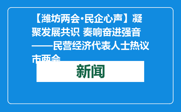【潍坊两会·民企心声】凝聚发展共识 奏响奋进强音——民营经济代表人士热议市两会