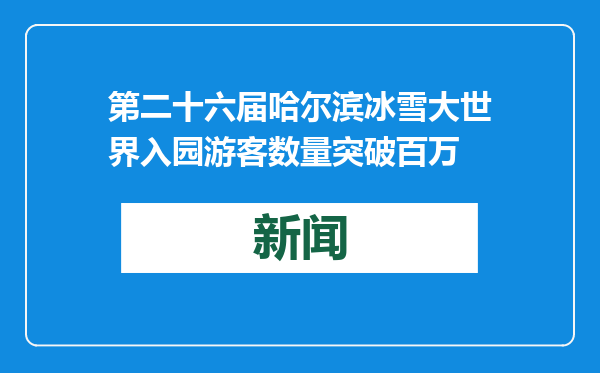 第二十六届哈尔滨冰雪大世界入园游客数量突破百万