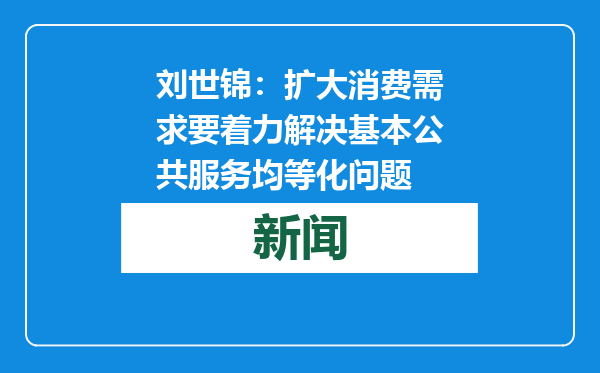 刘世锦：扩大消费需求要着力解决基本公共服务均等化问题