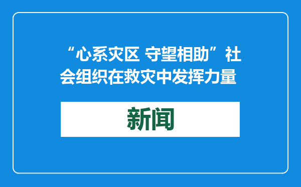 “心系灾区 守望相助”社会组织在救灾中发挥力量
