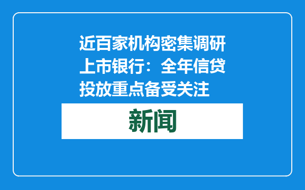 近百家机构密集调研上市银行：全年信贷投放重点备受关注