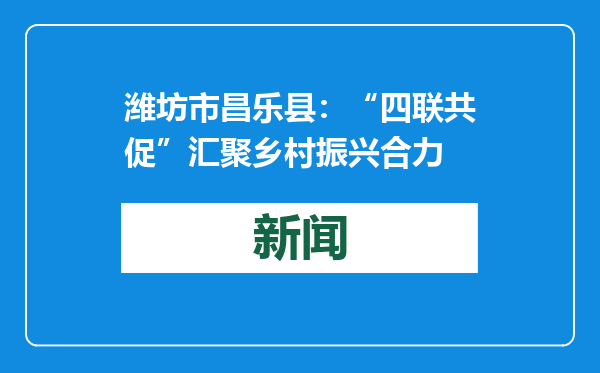 潍坊市昌乐县：“四联共促”汇聚乡村振兴合力