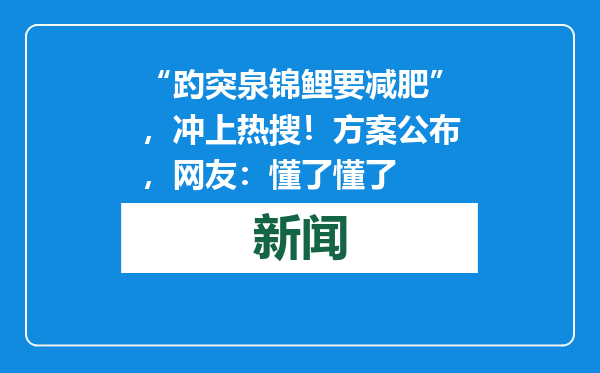 “趵突泉锦鲤要减肥”，冲上热搜！方案公布，网友：懂了懂了