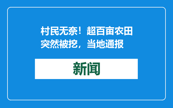 村民无奈！超百亩农田突然被挖，当地通报