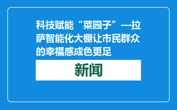 科技赋能“菜园子”—拉萨智能化大棚让市民群众的幸福感成色更足