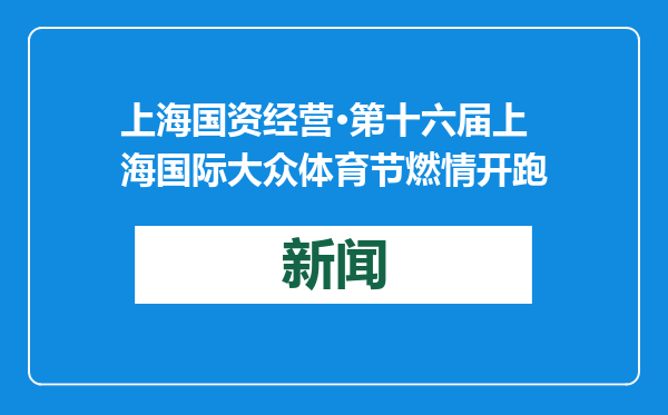 上海国资经营·第十六届上海国际大众体育节燃情开跑