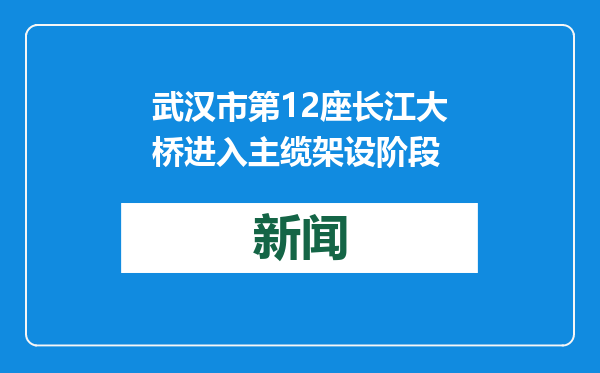 武汉市第12座长江大桥进入主缆架设阶段